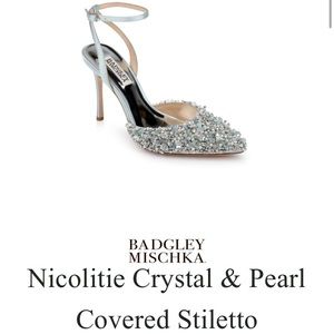 Badgley Mishka Crystal & Pearl covered heels